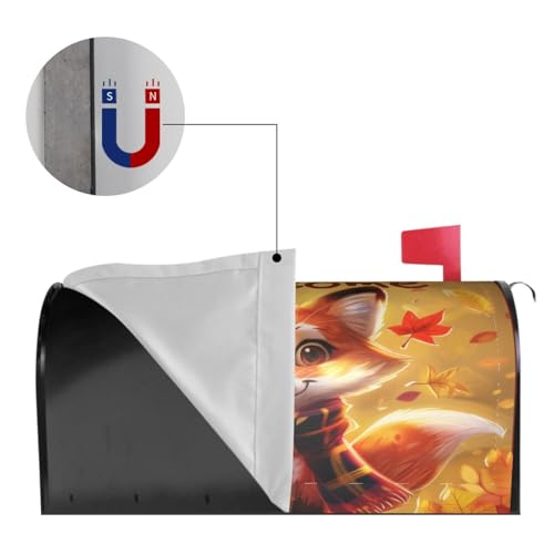 Image of Dujiea Autumn Fox Welcome Mailbox Wrap - Waterproof Magnetic Post Box Cover, Standard Size 21 inchX 18 inch Garden Yard Outside Farmhouse Home Decor