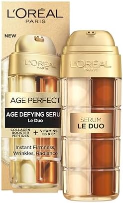 L'Oreal Paris Age Perfect Age Defying Le Duo Serum 30ml, with Collagen Booster Peptides, Vitamins B3 & Cg, for Instant Firmness, Visibly Reduced Wrinkles & Radiant Skin