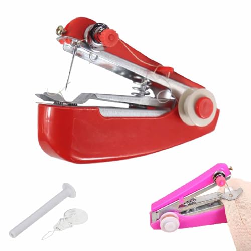 Herramienta de costura StitchPal,Mini Máquina De Coser De Mano,Máquina de Coser Portátil,Mini máquina de coser inalámbrica para el hogar,Para tejidos,Ropa,DIY,Uso doméstico y viaje (rojo)