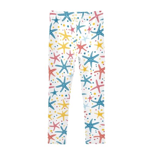 Multicolor Starfish Dot Print Girls Leggings Soft Stretch Workout Yoga Dance Pants for Kids Casual Tights2