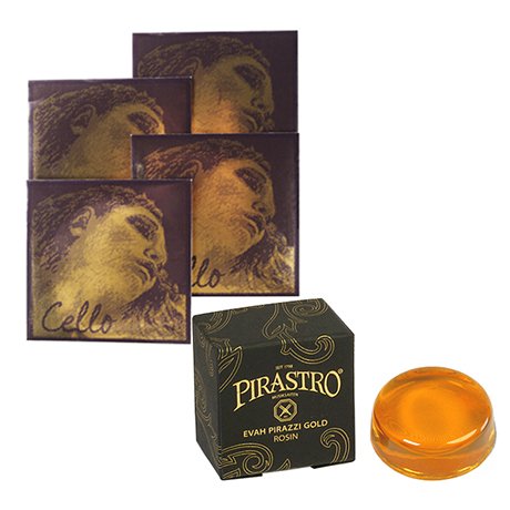 EVAH PIRAZZI GOLD Cellosaiten SATZ + Kolophonium von Pirastro