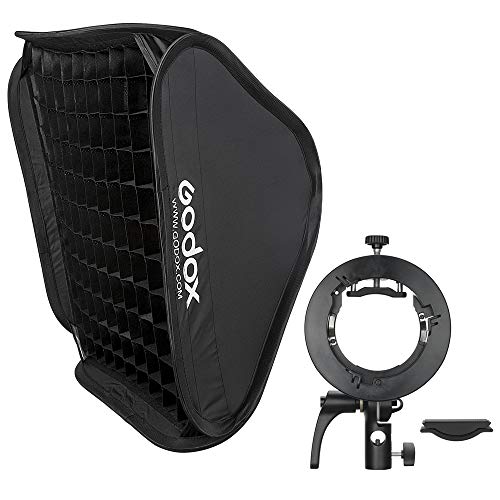 Godox 60 x 60cm Softbox Kit with S2 S-Mount Bowens Flash Holder with Grid, SGGV6060 Suitable for Studio Godox V1, AD200PRO, V860II, TT685, TT350,...