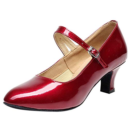 Mujer Zapatos de Fiesta de Baile de Salón Brillantes Mocasines Tacón Cómodo...