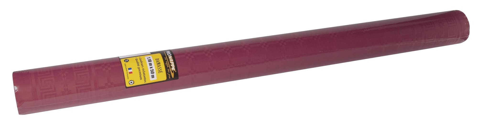 Pro Nappe - Ref R485022I - Mantel de Papel Damasco desechable en Rollo 50 M Largo X 1,20 M Ancho - Color Burdeos - Papel Damasco con Estampado Universal Chic y clásico