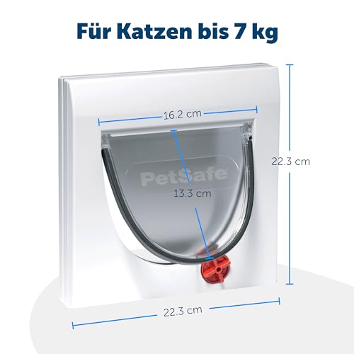 PetSafe Staywell Manuelle Katzenklappe Klassik mit 4 Verschlussoptionen, Einschließlich Tunnel, Für Haustiere bis 7 kg, Weiß, 1 Stück (1er Pack)