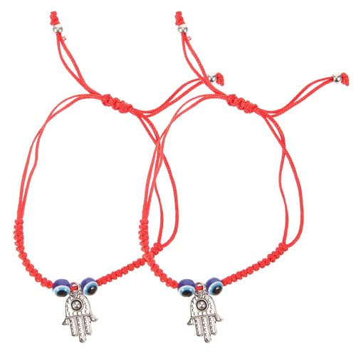 DOITOOL 2 Pulseras de Ojo Malvado Ajustables de Hilo Rojo Cuentas de Vidrio, Ligeras y Únicas para Uso Diario y Fiestas, Tamaño Regulable para Mujeres