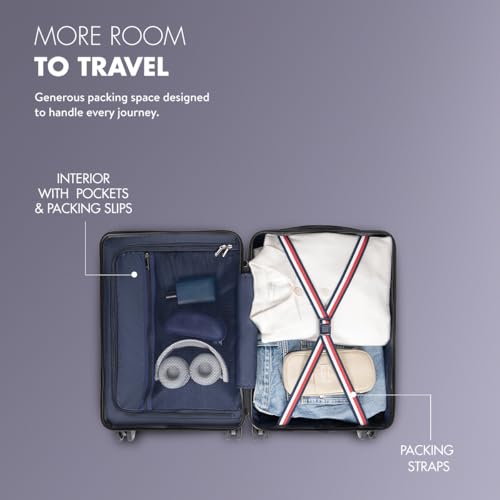 Image of Tommy Hilfiger Plastic Berlin Unisex Spinner Hard Luggage - Grey, 67Cm Mid Bag with 4 Wheel Trolley