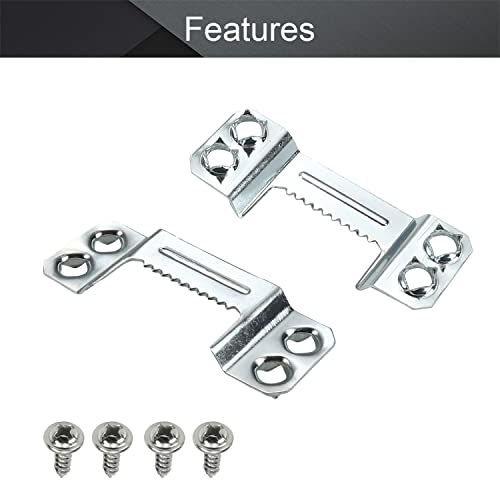 Image of MroMax 20PCS Sawtooth Picture Hangers Iron Picture Hangers 1.69 inch x 0.63 inch 4-Hole Picture Frames Hangers for Hanging Clock Paintings Artwork Picture Frame Hook Photos Silver