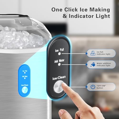 Image of Antarctic Star Nugget Ice Maker Countertop with Handle, Stainless Steel, 35Lbs /24Hrs,7 Mins Ice Making, Pellet Ice Maker with Ice Basket /Ice Scoop for Home /Bar /Party /Office