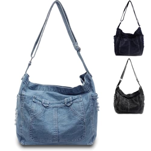 Teclado Denim Messenger Bag Casual Crossbody Chic Shoulder Bag Travel Daypacks