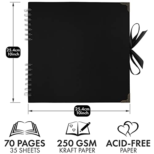 Image of Bstorify Scrapbook Photo Albums Brown Thick Kraft Paper Scrap Book Ideal for Your Scrapbooking Albums Art & Craft Projects (Black, 25.4 x 25.4 Cm), Medium