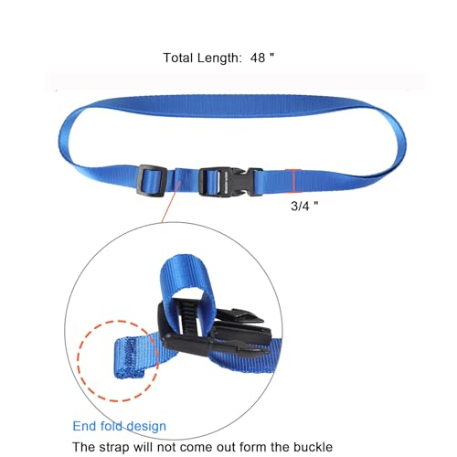Image of Buckle Straps, Adjustable Nylon Straps, Blue 4 Pack (4'x0.75 inch) | Packing Strap Nylon Travel Belt Nylon Backpack Accessory with Buckle Clips for Suitcases, Packing, Travel, Hiking
