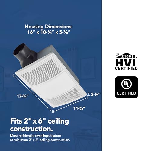 Image of Broan-NuTone Non-Lit PowerHeat Bathroom Exhaust Fan and Heater, 110 CFM, 2.0 Sones, White