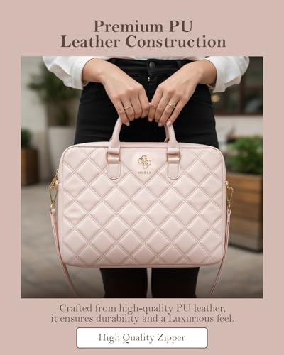 Image of CG MOBILE GUESS 15-Inch Laptop Messenger Bag [Official Licensed], PU Leather with 4G Print, Zipper Handle, Strap & Triangle Logo, Protective Laptop /MacBook Carrying & Crossbody Bag