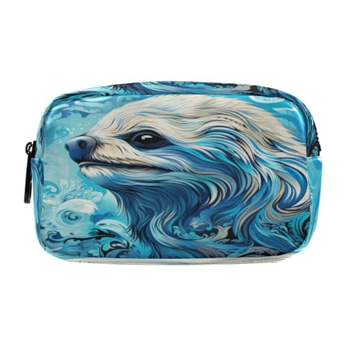 Bradipo Acquerello Astuccio per Matite per Trucco Cosmetico per Penne per Studenti Ragazze Ragazzi fantasia blu