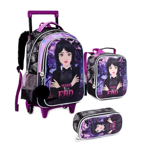 Kit Mochila Estojo Lancheira Vandinha Menina Filme Wednesday