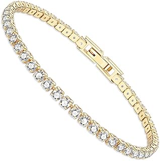 Momlovu Tennis Bracelet for Women, 3,4,5MM Sparkle Diamond Gold / Silver Bracelet for Women Jewelry for Christmas, Birthday, Wedding Perfect Size 6.5/7/7.5 Inch