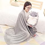 YunNasi 2 in 1 Hamster Kuscheltier Plüschtier Hamster Kissen mit Kuscheldecke Super Süßes Geschenk für Kinder und Freundin (Braun)