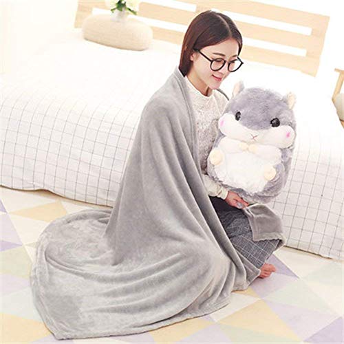 YunNasi 2 in 1 Hamster Kuscheltier Plüschtier Hamster Kissen mit Kuscheldecke Super Süßes Geschenk für Kinder und Freundin (Braun)
