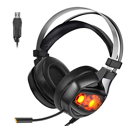 Ranipobo Cuffie da Gioco Stereo, Cuffie Audio con Microfono 7.1 Surround Sound con Microfono e cancellazione del Rumore (Nero)