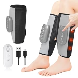 SUJFEE Beinmassagegerät mit Wärme, Luftkompression Wadenmassagegerät mit 3 Modi 5 Intensitäten 3 Heizen, Funktion zum automatischen Ausschalten, m die Wade zu Entspannen Geburtstagsgeschenk