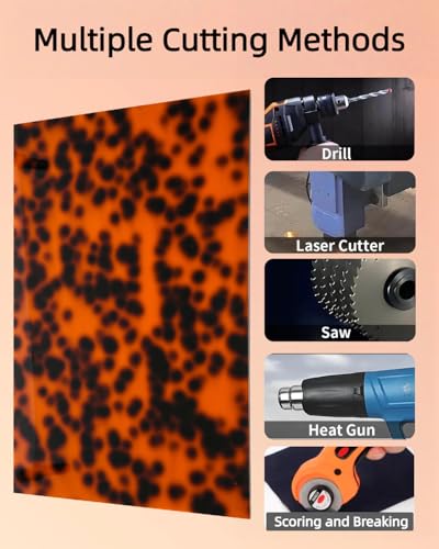 Image of TOEPODO Tortoise Shell Cast Acrylic Sheets 1 /8 Thick, 19 inchx12 inch,Acrylic Leopard Pattern Translucent for Laser Cutting Jewelry DIY Crafts /Home Deco (2pcs,19x12inch)