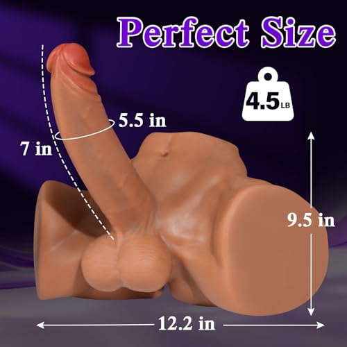 Image of 4.5LB Male Sex Doll with Realistic Dildo, Adult Torso Sex Dolls Huge Dildo for Female Masturbation, Anal Butt for Gay Sex Toys, Adult Sex Toy Unisex Masturbator Sex Doll for Gay Couple Women