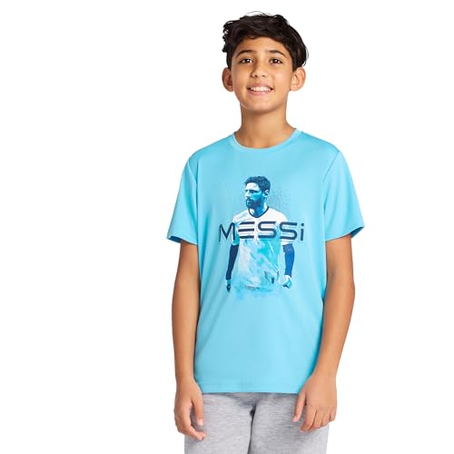Image of Messi Boys' Lifestyle Short Sleeve Top, Loose-Fit Shirt with Logo, Comfortable, All-Day Wear