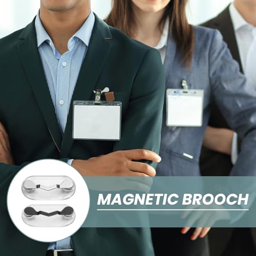 Lot de 2 supports magnétiques pour lunettes de soleil en acier inoxydable - Porte-badge d'identification - Crochet à fixer aux vêtements pour lunettes, lunettes de soleil, écouteurs (noir argenté) – vue 6