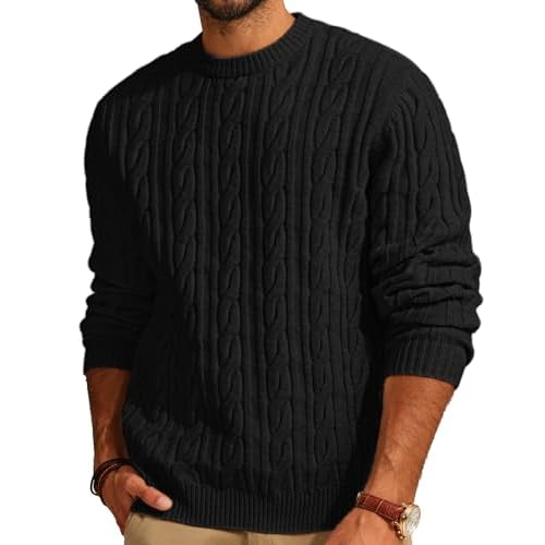 PJ PAUL JONES Mens Sweater Crewneck Cable Knit Pullover Sweater Casual Twist Textured Sweaters