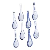 MAGICLULU 8 pièces Cuillères à Soupe Céramique Chinoise Design Porcelaine Asiatique Traditionnel Résistantes Haute Température Ergonomiques pour Desserts et Apéritifs