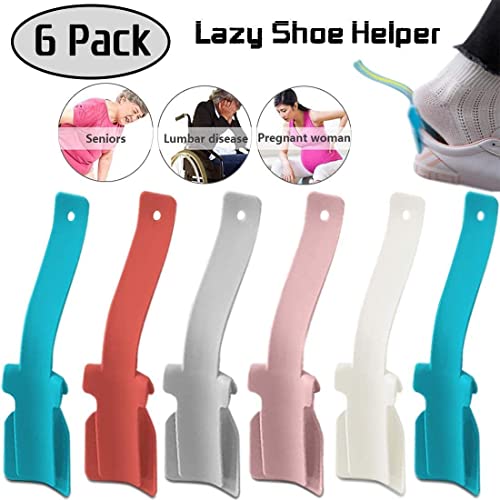 Nonstop 6 Pcs Lazy Shoe Helper Portable Sock Slider - Short Handled Shoe Horn - Shoe Lifting Helper Easy On Easy Off, Plastic Shoehorn For Men, Women #TOP6