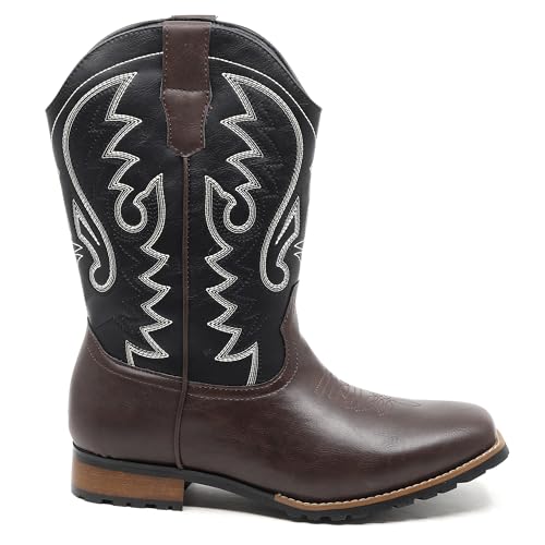 Image of Metrocharm Men's Cowboy Western Embroidered Square Toe Boots WESTERN-03