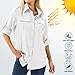 Toumett Women's UPF 50 Long Sleeve UV Sun Protection Safari Shirts Outdoor Quick Dry Fishing Hiking Travel Shirts(White01,M,5071)