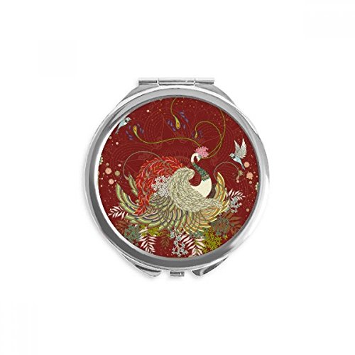 Miroir à la main oiseau fleur ukiyo-e petit miroir de maquillage portable rond