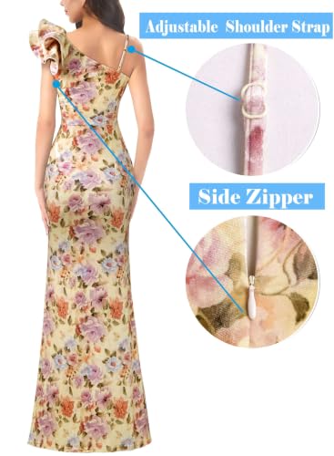 Image of VFSHOW Womens Ruffle One Shoulder Formal Prom Gala Maxi Dress Evening Gown
