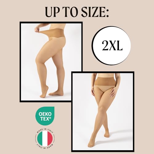 Image of CALZITALY Seamless Sheer Tights, Comfortable Waistband, 15 Denier Pantyhose Multi Colors Made in Italy