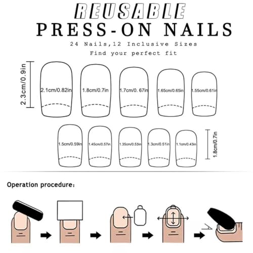 Image of Pink Nail Press ons French Tip Fake Nails with Embossed Design Glossy Glue on Nails Hot False Nails Reusable Artificial Acrylic Full Cover Short Square Stick on Nails for Women Girls Manicure 24Pcs