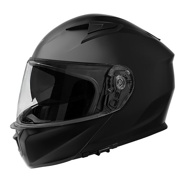 Szczękowy kask motocyklowy STORMER Spin-Evo Black Matt, norma ECE 22.06) z blendą przeciwsłoneczną i przystosowaniem do montażu interkomu Bluetooth