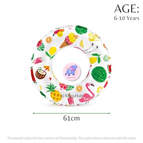 Image of Inflatable Swimming Float Rings for Summer Vacation| Water Floatation Safety Tube for Kids Boys,Girls,Adult| Circle Floater Lounge for Pool Party, Lake, Beach| (Lively 51)- Pack of 1