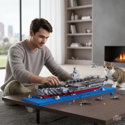 Image of SKY LINE OCEAN Plastic Warship Model Micro Building Blocks Set - 1878+ Pieces Ship Model Assembly Toy, DIY Brick Game (Complex only for Adults Ages 14+) Collectors Gift | 5 Year Structural Warranty