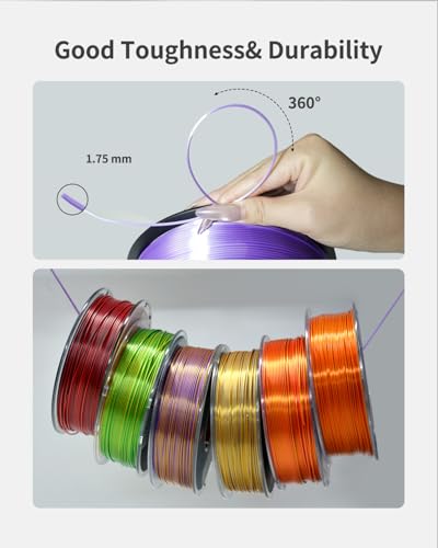 Image of Silk PLA Filament 1.75mm, Metallic Shiny Purple 3D Printer Filament, 1kg Spool (2.2lbs), Dimensional Accuracy + /- 0.02 mm, Vacuum Packaging