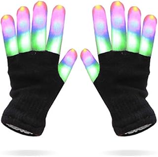 Luwint LED Colorful Flashing Finger Lighting Gloves, Glow Rave Cool Toys for Adult Teens