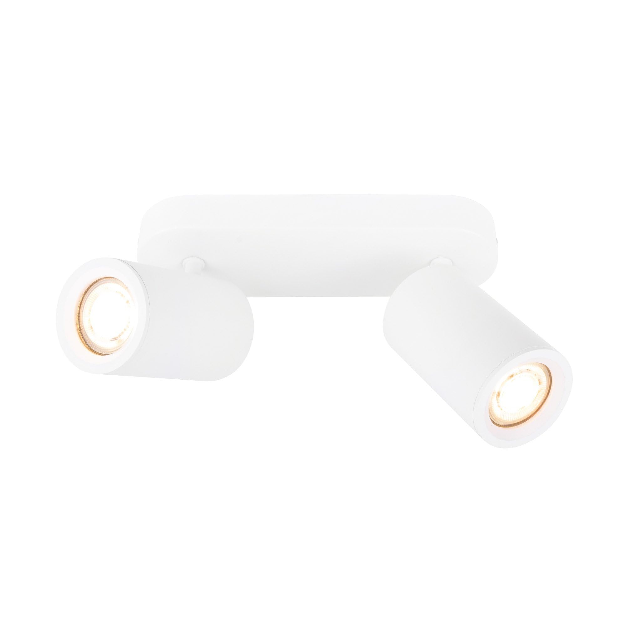 Ledvion White - Ceiling Spotlight Led 2 Lights, Dimmable, 3W, 2700K, Rectangular, Tiltable, Gu10 Socket Bulb, Ip20