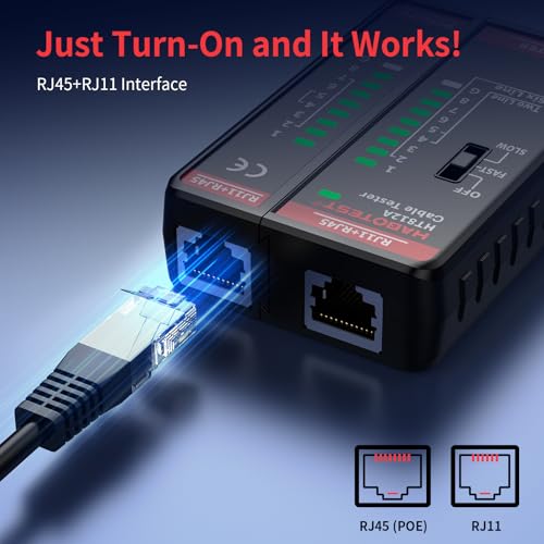 Image of Network Ethernet Cable Tester for LAN RJ45 RJ11 CAT5 CAT5E CAT6 CAT6A CAT7, Ethernet Wire Tester Tool UTP /STP Continuity Test for Telephone Line Finder Home Repair (HT812A)