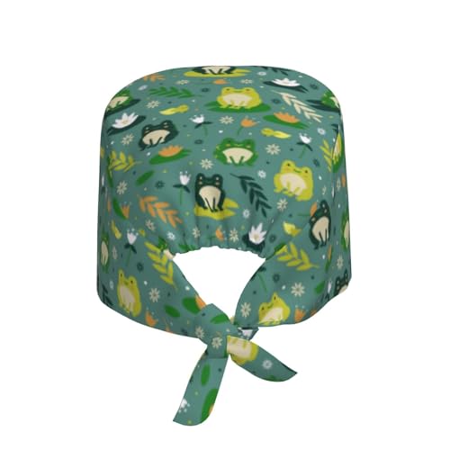 Image of Working Cap Scrub Cap with Sweatband Adjustable Unisex Women Tie Back Hat Nurse Surgical Caps