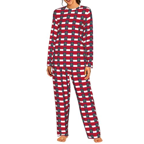 Pyjama femme manches longues confortable imprimé drapeau Géorgie