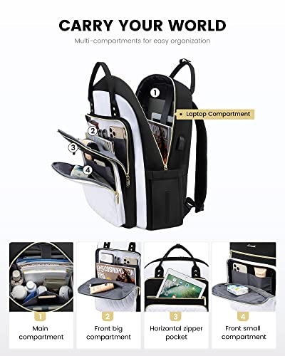 Image of LOVEVOOK Laptop Backpack for Women, Fashion Backpack Purse for Travel with USB Port, Lightweight Casual Daypacks Nurse Teacher Computer Bag for College Work Business, Fit 17 inch Laptop