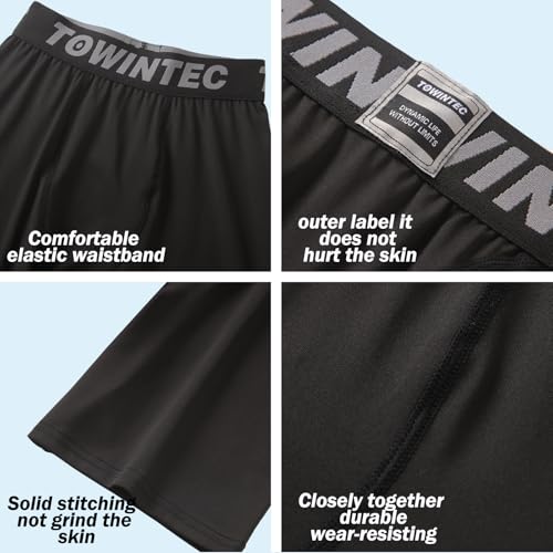 Towintec Kompressionsshorts für Jungen, Sportunterwäsche Atmungsaktiv Kurz Hose Kinder Unterhosen Jugendliche Spandex Kinder Unterwäsche für Laufen Basketball Fußball Fitnessstudio