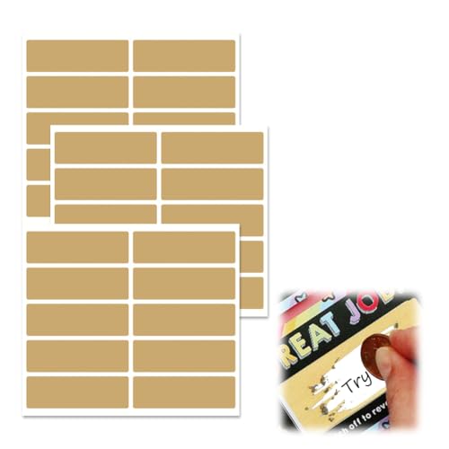 WUSJCOF 300 x Pegatinas para Rascar - Crea tus Propios Rasca y Gana - Ideal para Cupones, Calendarios de Adviento, Sorteos, Tickets Dorados, Etiquetas, Stickers, Regalos, Navidad (48x15mm) WUSJCOF 300 x Pegatinas para Rascar - Crea tus Propios Rasca y Gana - Ideal para Cupones, Calendarios de Adviento, Sorteos, Tickets Dorados, Etiquetas, Stickers, Regalos, Navidad (48x15mm)